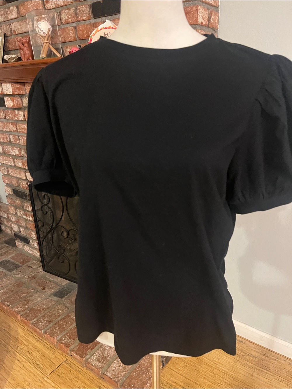 PAIGE $98 Matcha Black Puff Sleeve T-shirt - Picture 2 of 5